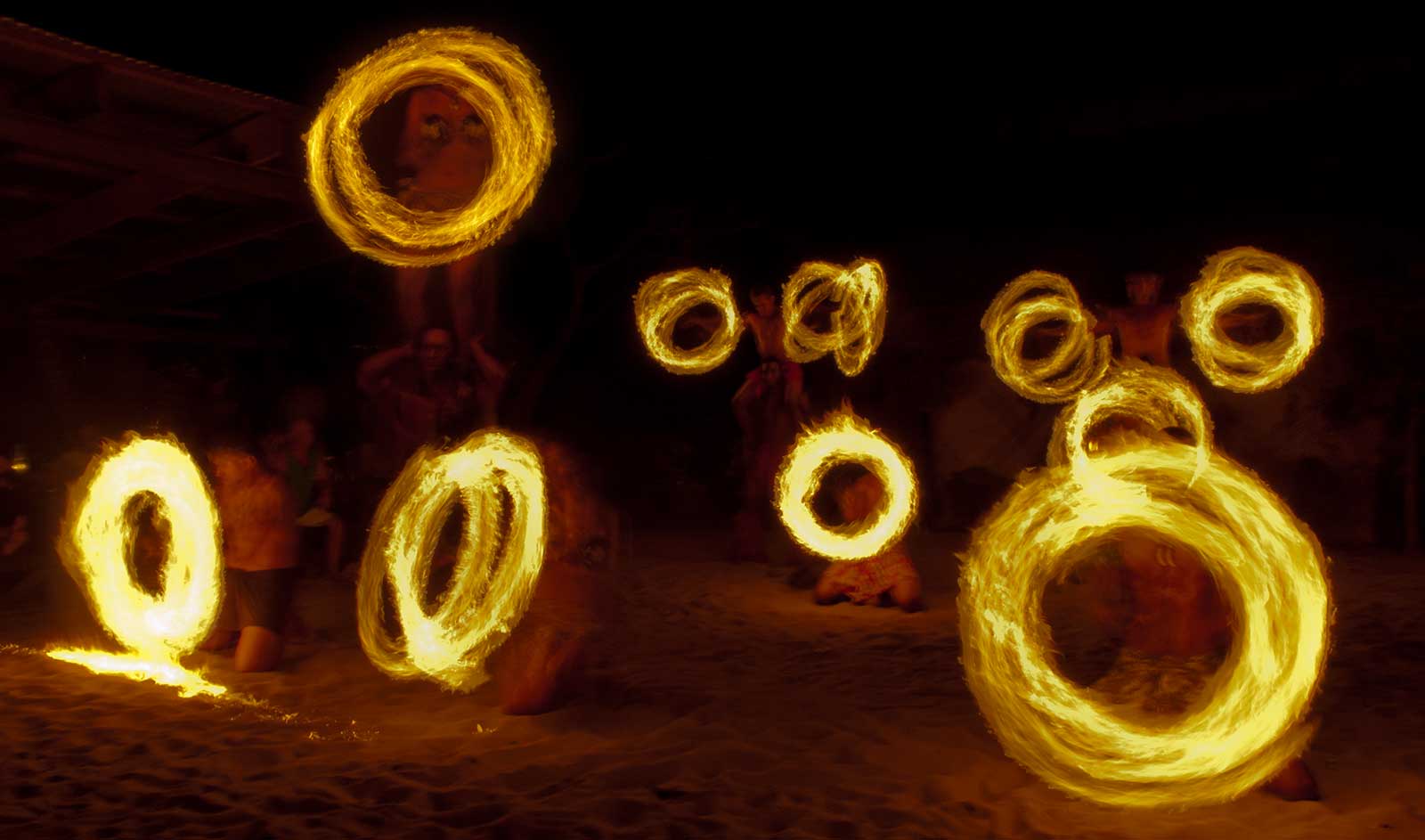 Fiji, Beach, Dancers with fire