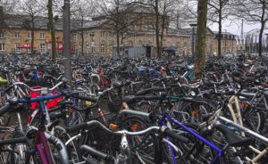 Train station, Bahnhoff,Town Hall, Goettingen, Germany, bicycles