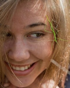 Hayley, casual portrait, friend, stick insect