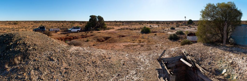 Old mine shafts, Leonora, Western Australia, gold prospecting, panorama